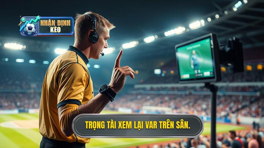 1. Trọng tài xem lại VAR trên sân.