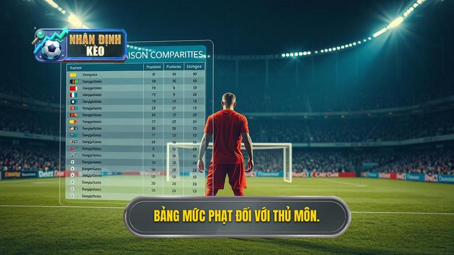 3. Bảng mức phạt đối với thủ môn.