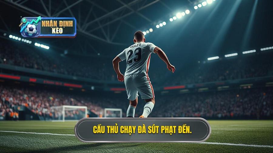Cầu thủ chạy đà sút phạt đền.