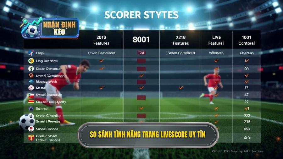 So sánh tính năng trang Livescore uy tín